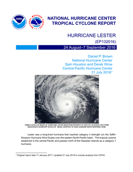 HURRICANE LESTER (EP132016) 24 August–7 September 2016