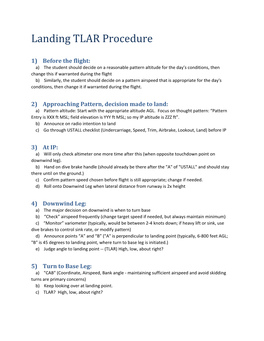 Landing TLAR Procedure