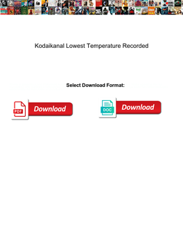 Kodaikanal Lowest Temperature Recorded