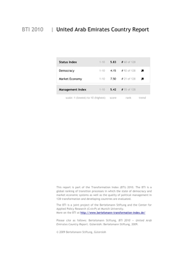 United Arab Emirates Country Report BTI 2010