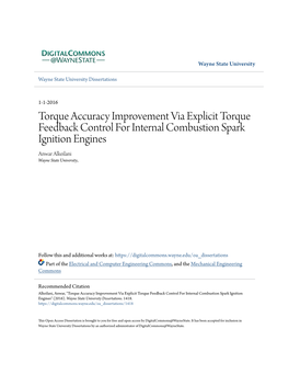 Torque Accuracy Improvement Via Explicit Torque Feedback Control for Internal Combustion Spark Ignition Engines Anwar Alkeilani Wayne State University