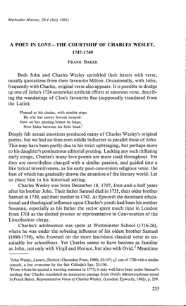 1747-1749 Both John and Charles Wesley Sprinkled Their Letters