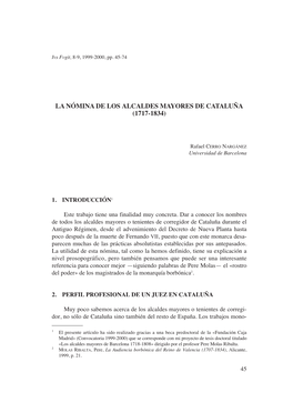 4. La Nómina De Los Alcaldes Mayores De Cataluña (1717-1834), Por