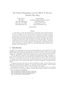 The Political Blogosphere and the 2004 U.S. Election: Divided They Blog