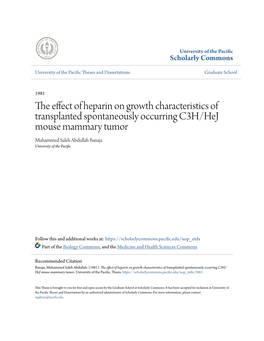 The Effect of Heparin on Growth Characteristics of Transplanted