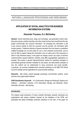 Application of Social Analytics for Business Information Systems