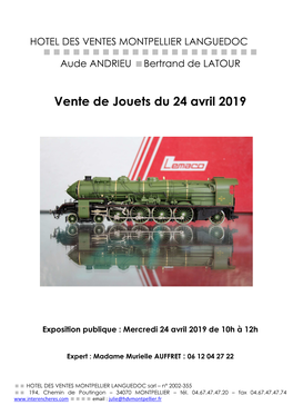 Liste Vente De Jouets Du 24 Avril 2019.Rtf