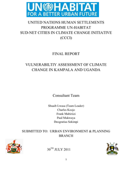 United Nations Human Settlements Programme Un-Habitat Sud-Net Cities in Climate Change Initiative (Ccci)