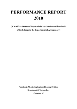 Performance Report 2010
