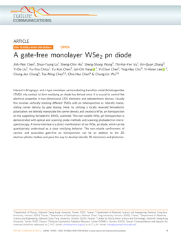 A Gate-Free Monolayer Wse2 Pn Diode