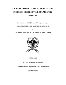 An Analysis of Cardiac Function in Chronic Obstructive Pulmonary Disease