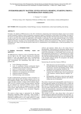 Interoperability Matter: Levels of Data Sharing, Starting from a 3D Information Modelling