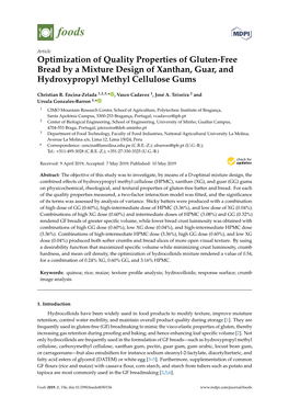 Optimization of Quality Properties of Gluten-Free Bread by a Mixture Design of Xanthan, Guar, and Hydroxypropyl Methyl Cellulose Gums