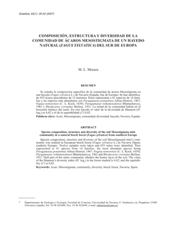 Species Composition, Structure and Diversity of The