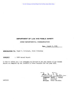 HJF/L/W Division Motor Vehicles You Are Viewing an Archived Report from the New Jersey State Library