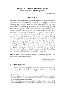 Remote Sensing of Drylands : When Soils Come Into the Picture