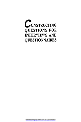 Constructing Questions for Interviews and Questionnaires