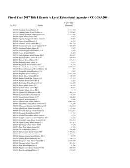 Fiscal Year 2017 Title I Grants to Local Educational Agencies - COLORADO