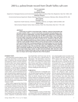 200 K.Y. Paleoclimate Record from Death Valley Salt Core