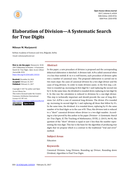 Elaboration of Division—A Systematic Search for True Digits