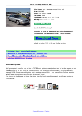 Buick Lesabre Manual 2001