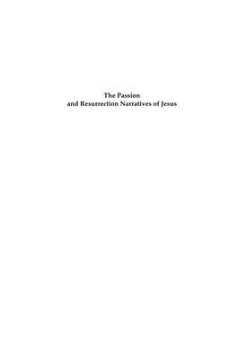 The Passion and Resurrection Narratives of Jesus