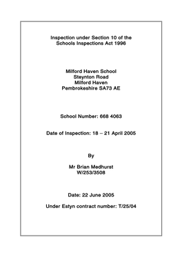 Inspection Report April 2005