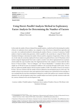 Using Horn's Parallel Analysis Method in Exploratory