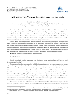 A Scandinavian View on the Aesthetics As a Learning Media