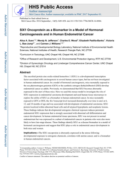 SIX1 Oncoprotein As a Biomarker in a Model of Hormonal Carcinogenesis and in Human Endometrial Cancer