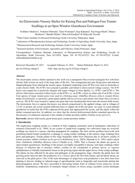 An Electrostatic Nursery Shelter for Raising Pest and Pathogen Free Tomato Seedlings in an Open-Window Greenhouse Environment