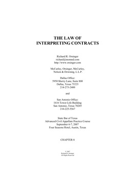 The Law of Interpreting Contracts