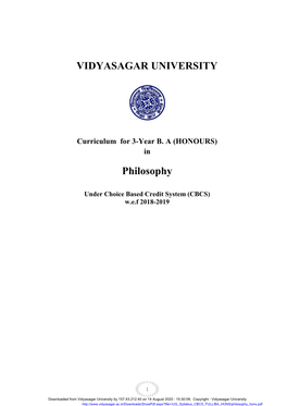 VIDYASAGAR UNIVERSITY Philosophy