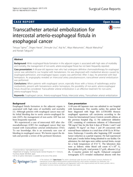 Transcatheter Arterial Embolization for Intercostal Arterio-Esophageal