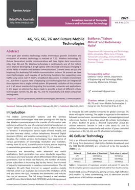 4G, 5G, 6G, 7G and Future Mobile Technologies Abstract