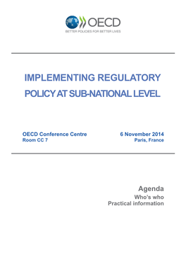 Implementing Regulatory Policy at Sub-National Level