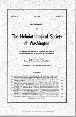 Proceedings of the Helminthological Society of Washington 36(2) 1969