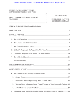 Case 1:20-Cv-06539-JMF Document 243 Filed 02/16/21 Page 1 of 105