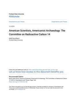 American Scientists, Americanist Archaeology: the Committee on Radioactive Carbon 14