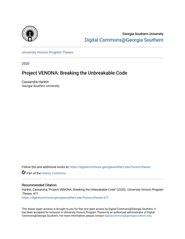 Project VENONA: Breaking the Unbreakable Code