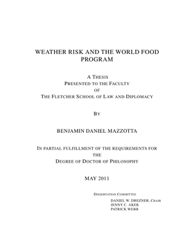 Weather Risk and the World Food Program 2003 M.A.L.D