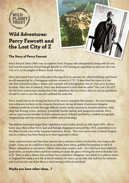 Wild Adventures: Percy Fawcett and the Lost City of Z