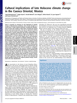 Cultural Implications of Late Holocene Climate Change in the Cuenca Oriental, Mexico