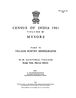 Village Survey Monographs, Kaginelli Village, No-16, Part VI, Vol-XI