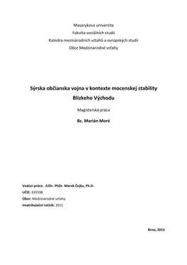 Sýrska Občianska Vojna V Kontexte Mocenskej Stability Blízkeho Východu