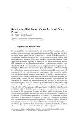 1 Nanostructured Multiferroics: Current Trends and Future Prospects