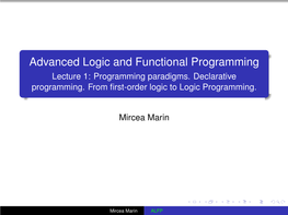 Advanced Logic and Functional Programming Lecture 1: Programming Paradigms