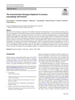 The Environmental Obesogen Bisphenol a Increases Macrophage Self-Renewal