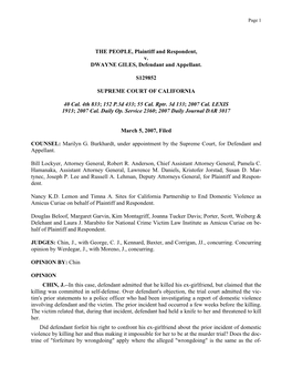 THE PEOPLE, Plaintiff and Respondent, V. DWAYNE GILES, Defendant and Appellant