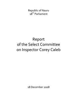 Report of the Select Committee on Inspector Corey Caleb